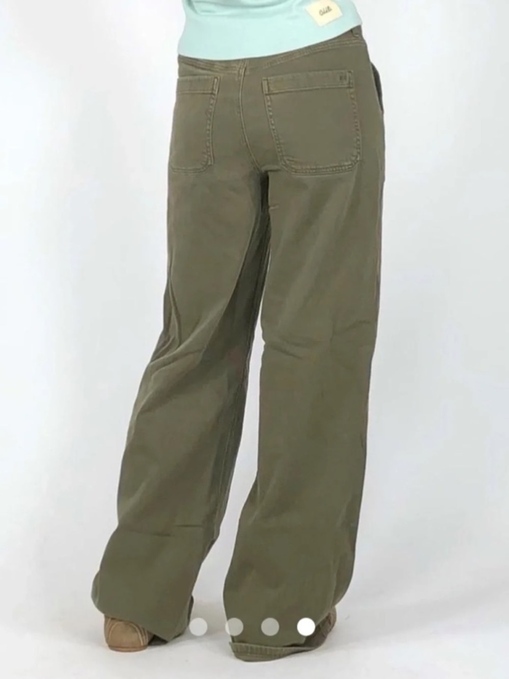 American Eagle Outfitters Olive Wide-Leg Drawstring Pants SZ M - Picture 2 of 15